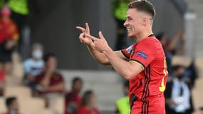 Le milieu belge Thorgan Hazard buteur lors du 8e de finale de l'Euro contre le Portugal, à Séville, le 27 juin 2021