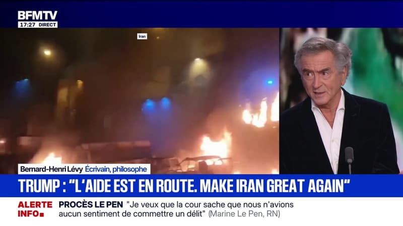 Révolte en Iran: "Si l'aide [américaine] arrête le massacre, le bain de sang et détrône les Mollahs, Donald Trump a raison", estime Bernard-Henri Lévy, écrivain