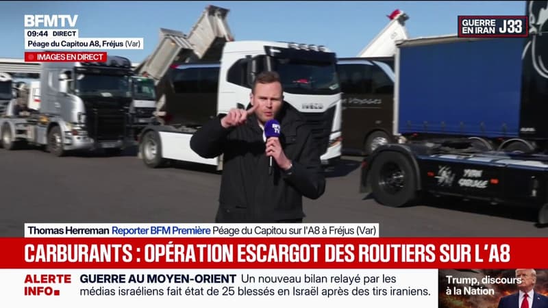 Carburants: une opération escargot des routiers se déroule sur l’autoroute A8, dans le Var