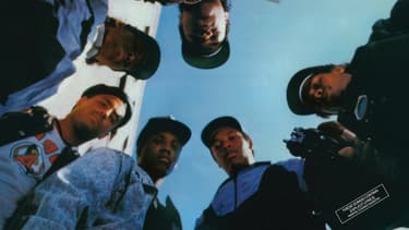 Détail de la pochette du premier album de N.W.A.
