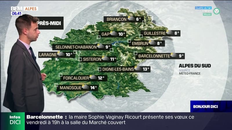 Météo Alpes du Sud: ciel couvert avec des températures au-dessus des normales