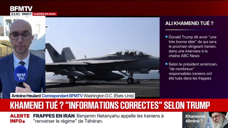 Donald Trump a "le sentiment" que les informations sur la mort d'Ali Khamenei, le guide suprême iranien, sont "correctes"