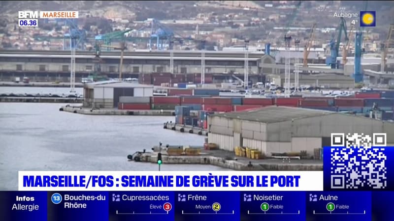 Port de Marseille Fos: les dockers en grève contre la réforme des retraites