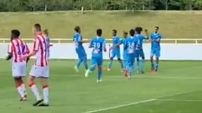 La joie des Marseillais après le but de Perrin
