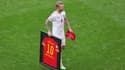 Simon Kjaer avec un maillot de Christian Eriksen, à Amsterdam le 26 juin 2021