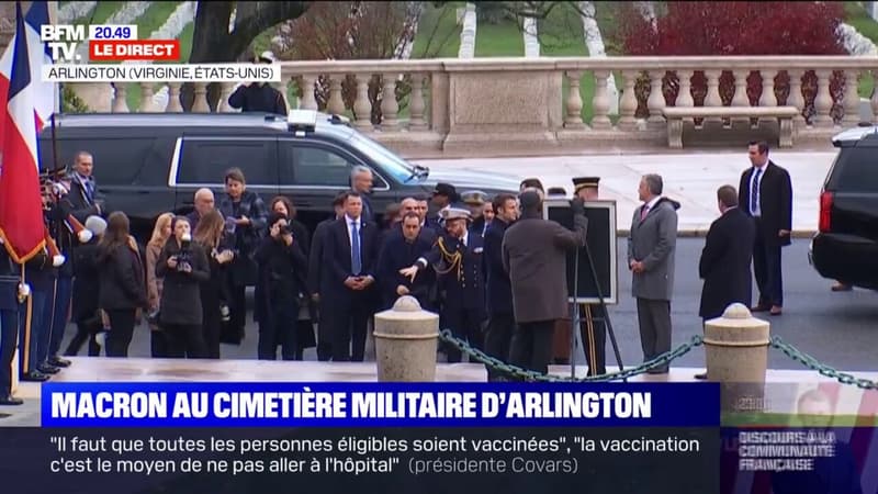 Emmanuel Macron arrive au cimetière d’Arlington