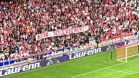 Les ultras lillois en colère contre la programmation du match de Ligue Europa Conférence face à Ljubljana, le 20 septembre 2023.