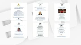 Des cartons d'invitation évoquant la tenue de différents événements entre octobre 2020 et avril 2021, et auxquels le chef Christophe Leroy est soupçonné d'avoir participé.