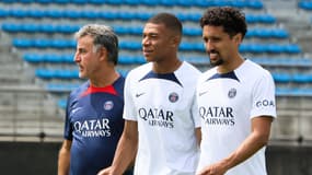 Christophe Galtier, Kylian Mbappé et Marquinhos