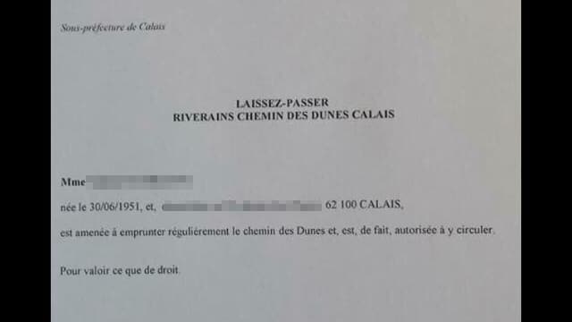Voici un des laissez-passer délivré par la préfecture du Pas-de-Calais Voici un des laissez-passer délivré par la préfecture du Pas-de-Calais
