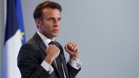 Emmanuel Macron présente son plan pour la réindustrialisation de la France, le 11 mai 2023 à l'Elysée (illustration)
