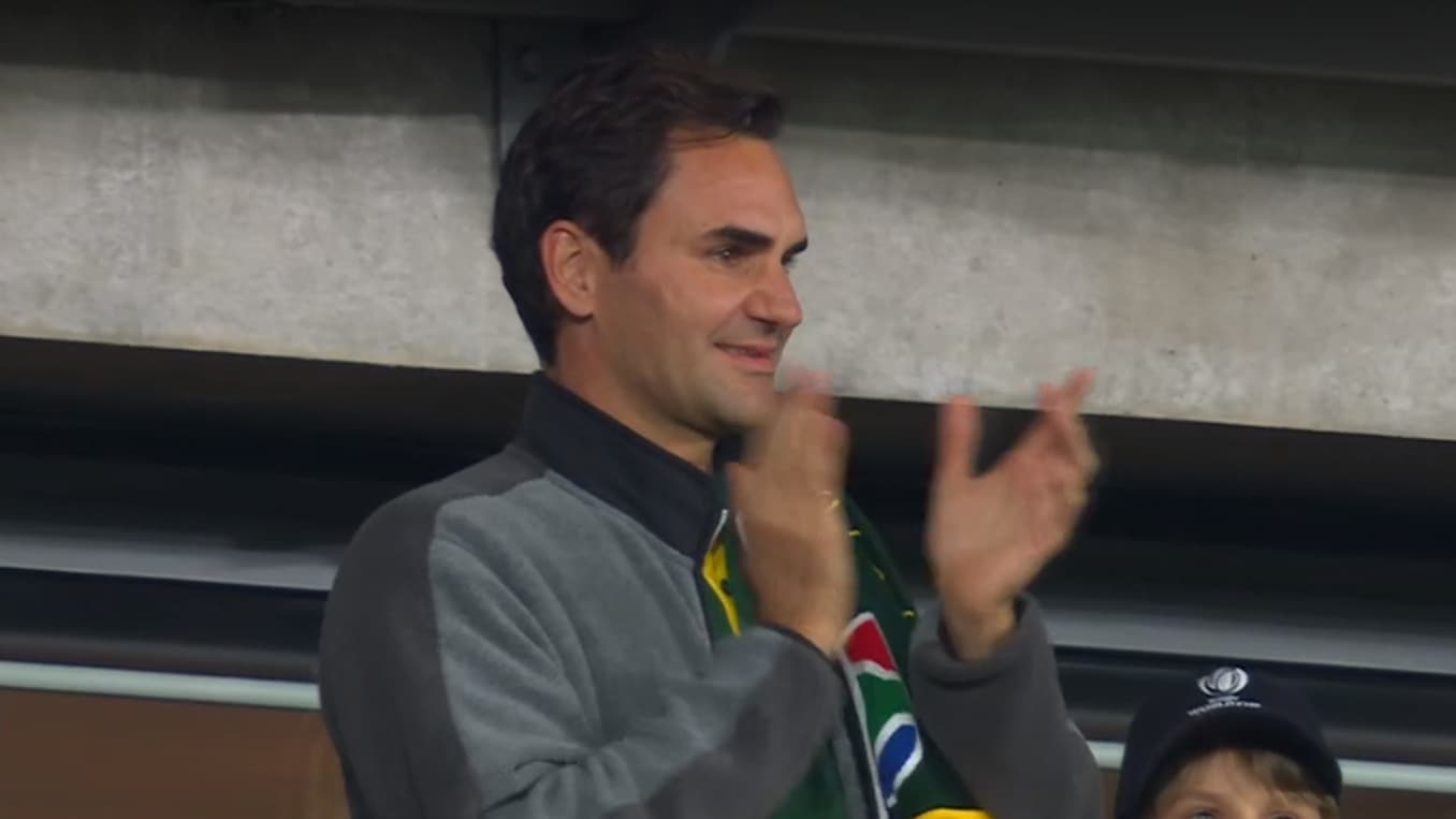 Roger Federer dans les tribunes du Stade de France, le 28 octobre 2023