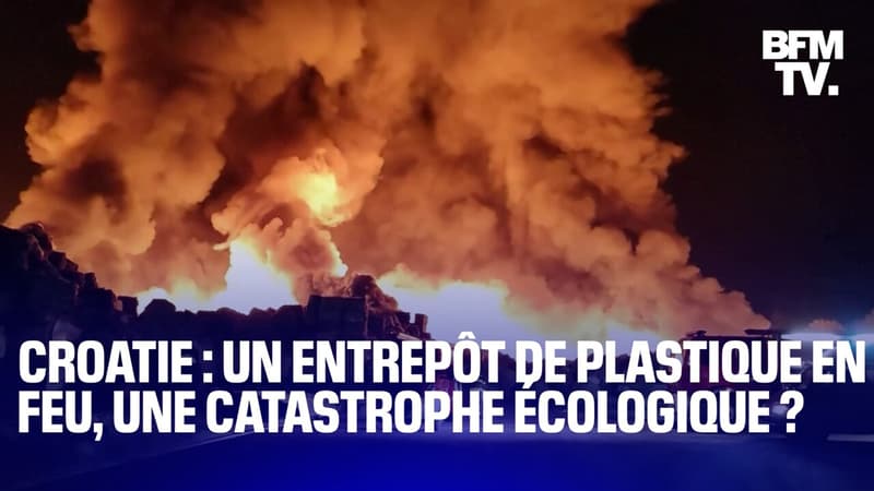 Un entrepôt de plastique ravagé par les flammes en Croatie