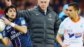 Javier Pastore, Carlo Ancelotti et Jérémy Morel