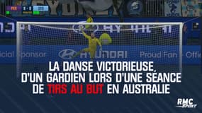 La danse victorieuse d'un gardien lors d'une séance de tirs au but en Australie