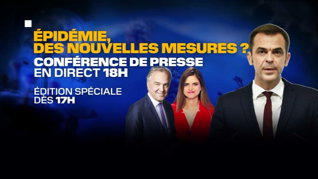 Edition spéciale dès 17 heures sur BFMTV à l'occasion de la conférence de presse d'Olivier Véran. Edition spéciale dès 17 heures sur BFMTV à l'occasion de la conférence de presse d'Olivier Véran.