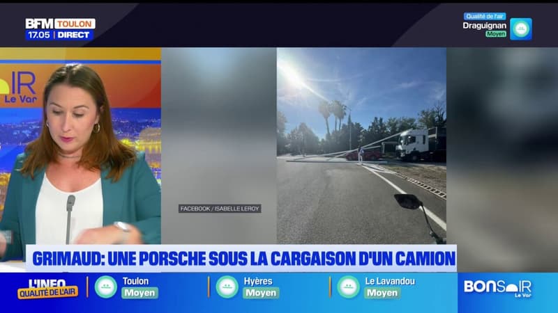 Grimaud: des poteaux métalliques tombent d'un camion sur une Porsche