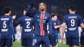 Bradley BARCOLA lors de PSG-Lille, le 01/03/2025