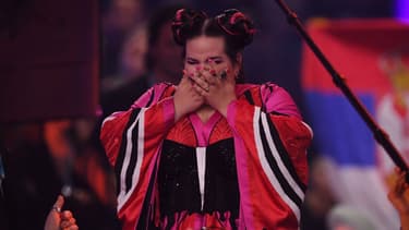 Netta Barzilai lors de sa victoire à l'Eurovision à Lisbonne, le 12 mai 2018