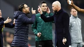 Jose Bordalas face à Erik Ten Hag lors du match Ajax-Getafe, à Amsterdam le 27 février 2020