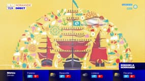 Armada de Rouen: l'affiche de la Grande parade projetée sur la Tour des Archives