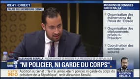 Benalla sur le port d'arme : "On a fait les choses dans les règles (...) Il y a eu un considérant qui prend en compte la menace qui pouvait peser à un moment sur moi"