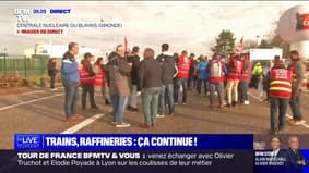Grèves: l'entrée de la centrale nucléaire du Blayais bloquée