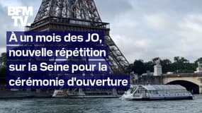  Ce lundi, une cinquantaine de bateaux ont défilé sur la Seine pour répéter la cérémonie d'ouverture des Jeux olympiques 