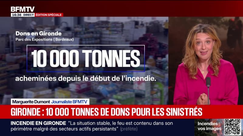 Incendie en Gironde: 10.000 tonnes de dons acheminées au Parc des expositions de Bordeaux depuis le début des incendies