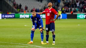 Lucas Chevalier et Bafodé Diakité avec Lille le 18 avril 2024