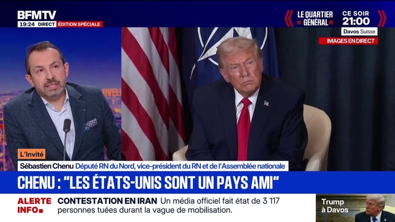 "Emmanuel Macron joue les fier-à-bras" avec Donald Trump, selon Sébastien Chenu, vice-président du RN