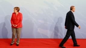 Angela Merkel et Recep Tayyip Erdogan lors du G20 à Hambourg, en Allemagne le 7 juillet 2017