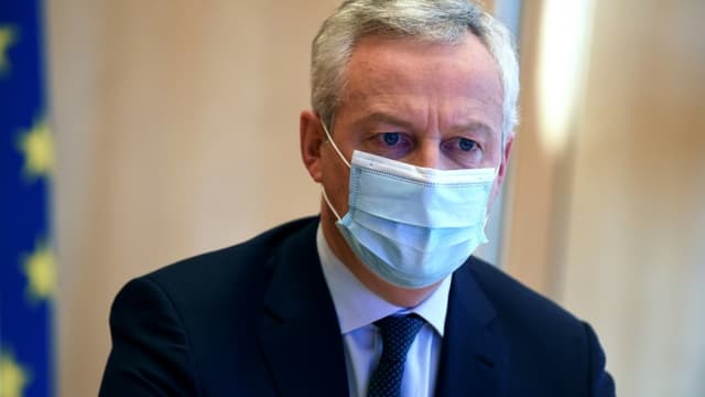 Le ministre de l'Economie Bruno Le Maire lors d'une réunion avec les représentants de la grande distribution, du commerce et du commerce en ligne pour étudier un report du "Black Friday", le 20 novembre 2020 à Paris