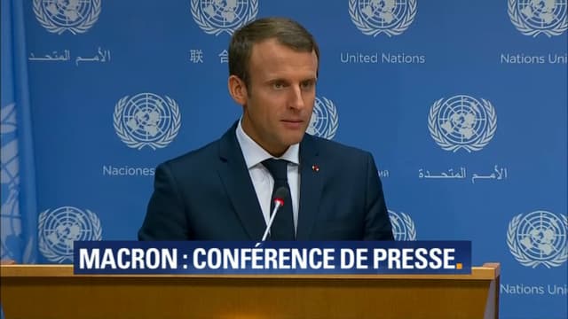 Emmanuel Macron recadre une journaliste de LCI lors d'une conférence de presse aux Nations unies.