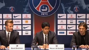 David Beckham lors de la conférence de presse du PSG le 31 janvier 2013.