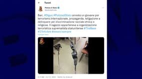 La police italienne publie des photos à la suite de l'arrestation d'un suprémaciste blanc