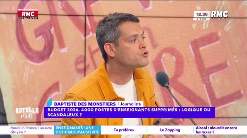 Postes d'enseignants supprimés : " C'est la nouvelle arnaque de Macron dont l'une des propositions était de renforcer l'éducation", souligne Baptiste des Monstiers