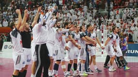 L'équipe de France de handball célèbre sa cinquième victoire en Championnat du monde.