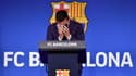 Lionel Messi lors de sa dernière conférence de presse avec le Barça, le 08/08/2021
