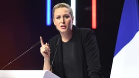 Marion Maréchal, lors du meeting d'Eric Zemmour, candidat Reconquête! à la présidentielle, le 7 avril 2022 au Palais des Sports, à Paris