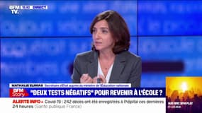 École: l'hypothèse d'un second test négatif pour revenir en classe est "sur la table", affirme Nathalie Elimas