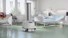 Le robot de Blue Ocean Robotics se déplace de manière autonome dans les chambres des patients et les salles d'opération, couvrant les surfaces critiques avec de la lumière ultra-violette afin de tuer virus et bactéries.