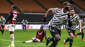 Paul Pogba lors du match AC Milan-Manchester United, à San Siro le 18 mars 2021 
