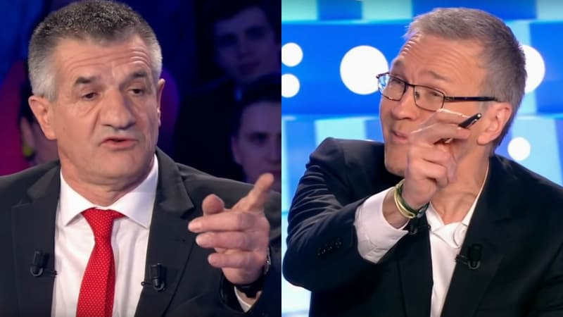 Jean Lassalle face à Laurent Ruquier dans "On n'est pas couché", le 1er avril 2017