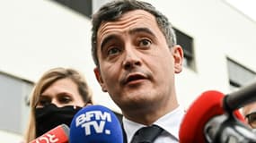 Le ministre de l'Intérieur Gérald Darmanin, le 15 février 2021, à Annemasse