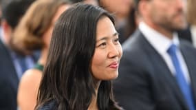 La maire démocrate de Boston Michelle Wu, lors d'un discours du président Joe Biden, à Boston, le 12 septembre 2022