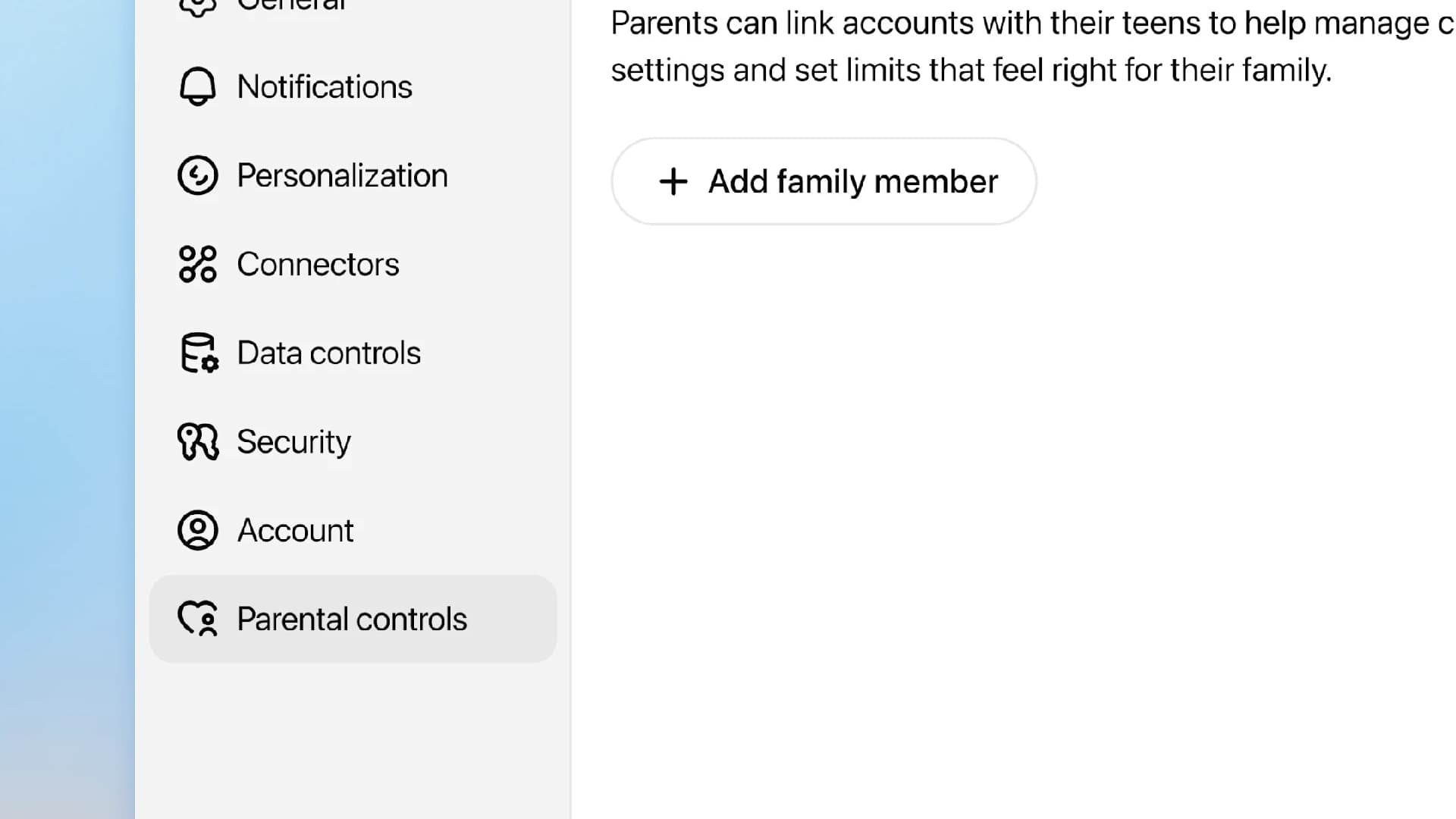 Le contrôle parental pour ChatGPT se trouve dans les réglages.