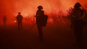 Des pompiers tentent de maîtriser un incendie près de Los Angeles, aux États-Unis, le 16 juin 2024