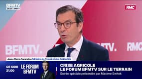 Budget: "Je suis très aligné sur le Premier ministre qui a décidé de ne pas utiliser le 49.3", assure Jean-Pierre Farandou, ministre du Travail