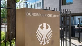 L'entrée de la Cour suprême fédérale (Bundesgerichtshof) à Karlsruhe, dans le sud de l'Allemagne, le 15 avril 2020. 